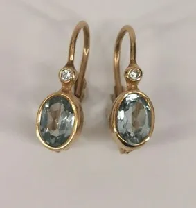 Authentic Ethereal Whispers Art Nouveau Gold-Plated Blue Topaz Zirconia Talisman Earrings