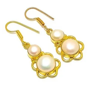 Authentic Luminous Pearl of Inner Light: 18k Yellow Gold Plated Earring