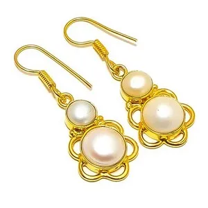 Authentic Celestial Luster: Radiant Pearl Amulet Earrings in 18k Gold