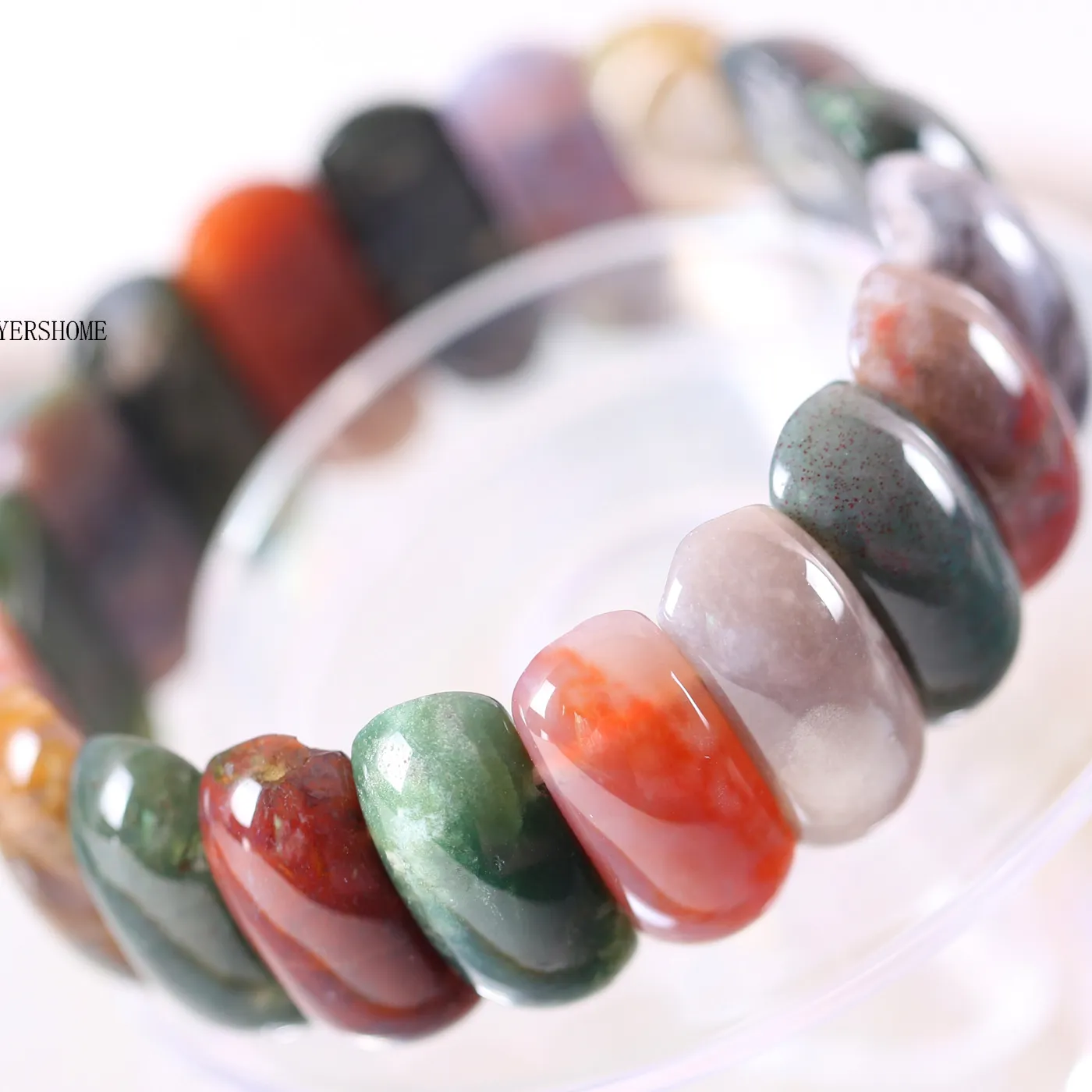 Authentic Jewelry Natural Stone Beads Green Onyx Stretch Bangle Bracelet 8 1Pcs H002- 008