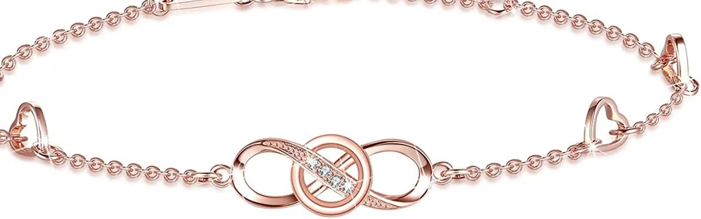 Authentic The Infinite Heart Rose Gold Eternal Knot Anklet