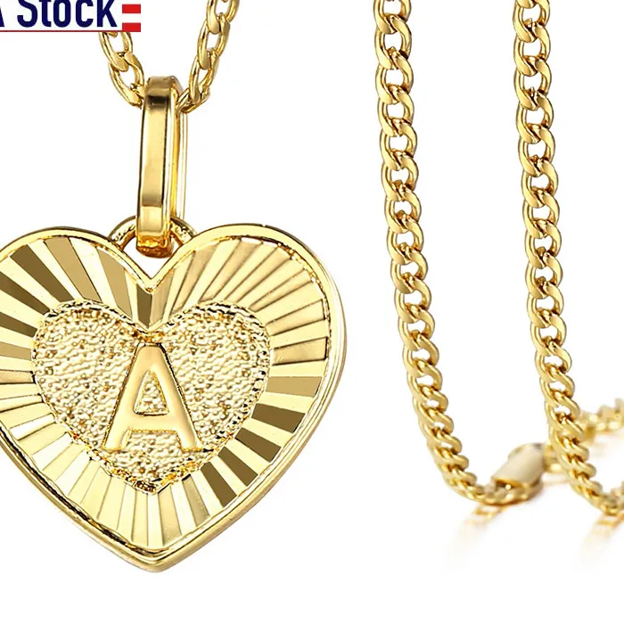 Authentic Initial A-Z Letters Necklace Gold Color Heart Shaped Love Charm Alphabet Pendant for Women Girls Unique Name Jewelry Gifts GP419