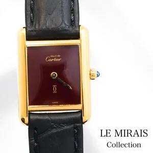 Authentic The Crimson Hourglass Cartier Must Tank SM Gold-Plated Timepiece