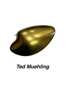 Authentic The Golden Bivalve: Ted Muehling Signed Modernist Large Clam Shell Pin in 24k Gold Plate