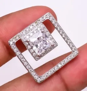 Authentic Radiant Luminescence White Topaz Silver Pendant