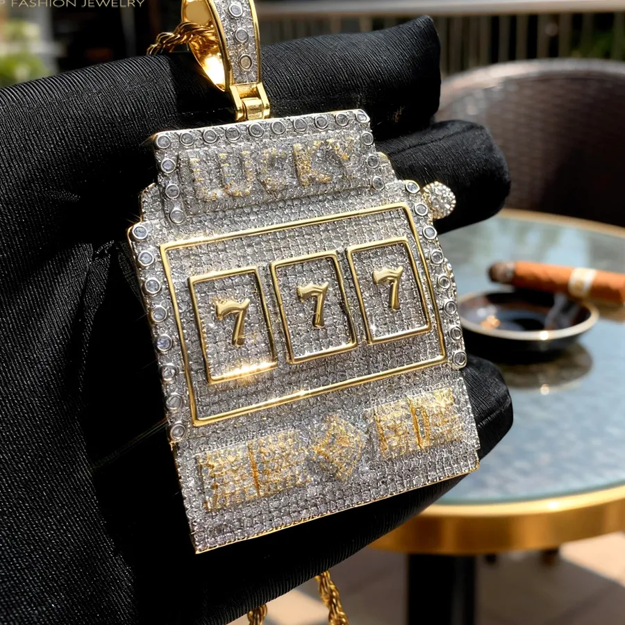 Authentic The Wheel of Fortune: Iced Out Lucky 777 Slot Machine Talisman