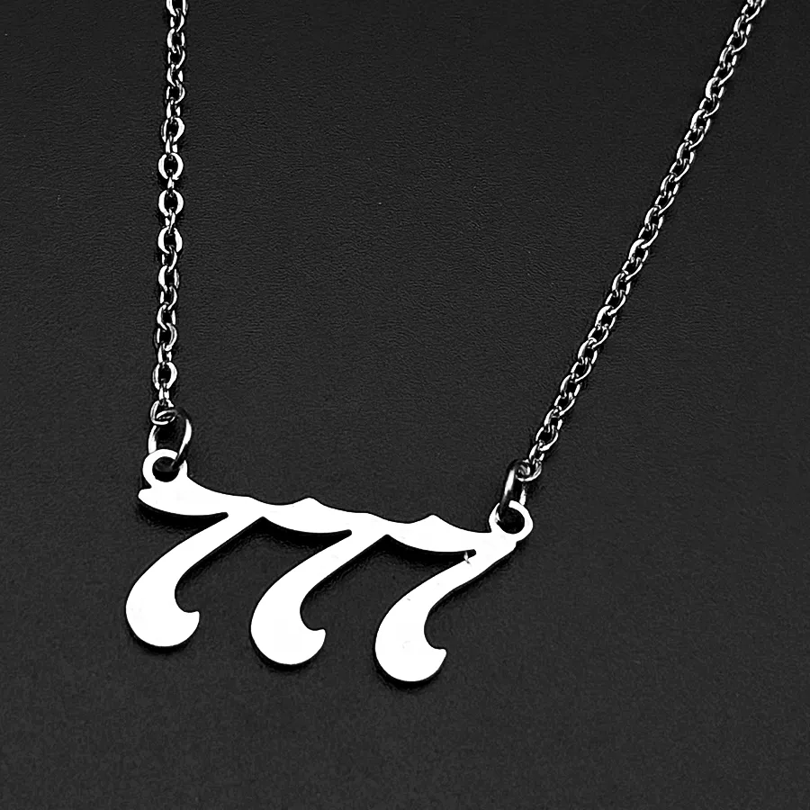 Authentic 777 Angel Number Sacred Silver Choker – Luck & Blessing Pendant