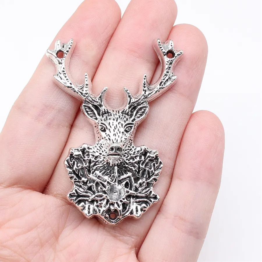 Authentic Wysiwyg 1Pcs 51X38Mm Reindeer Deer Head Antlers Pendants Jewelry Making Antique Bronze Color Deer Antlers Pendants