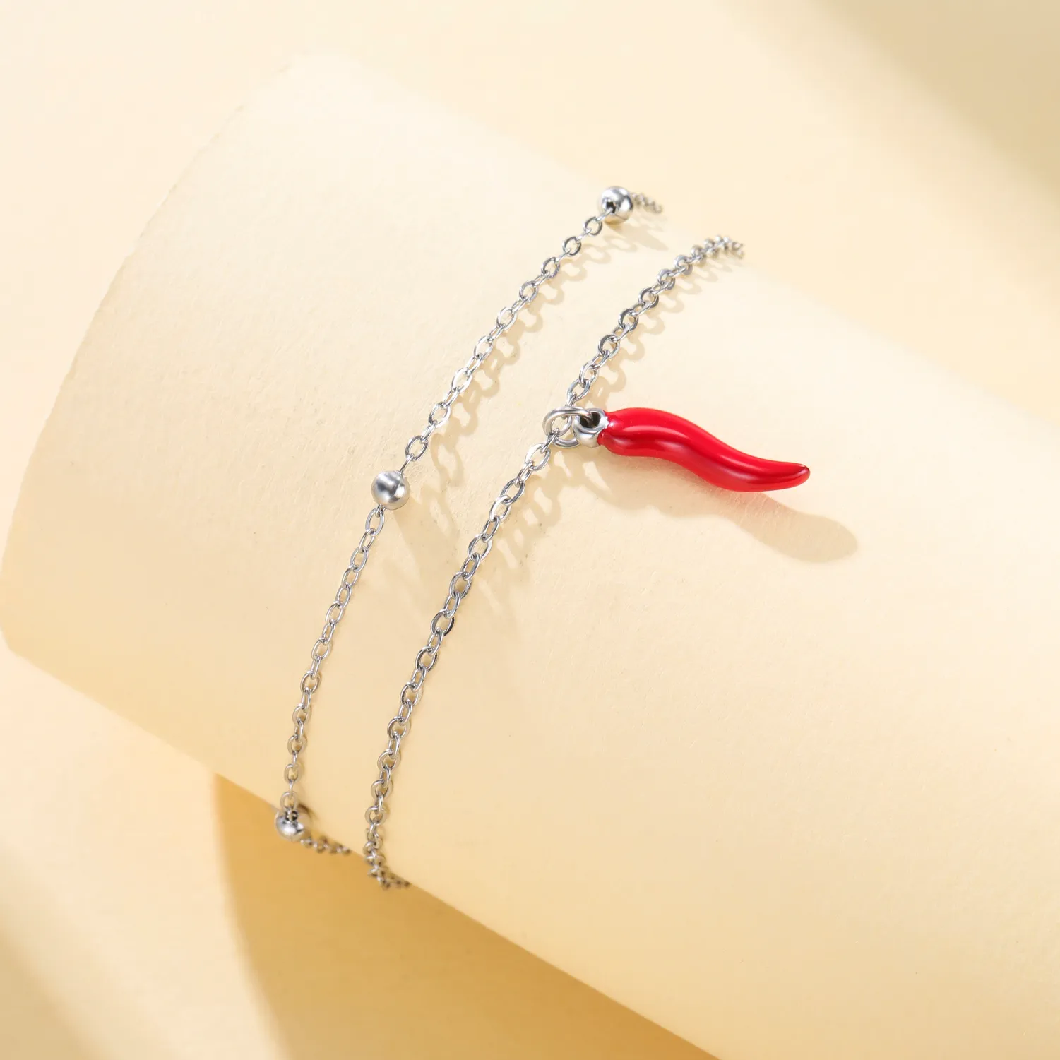 Authentic Lucky Italian Horn Bracelets Double Chain Beads Bracelets Protection Jewelry Birthday