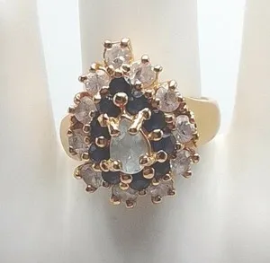 Authentic Sacred Serenity Ring: Aqua Sapphire Elegance