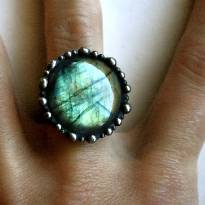 Authentic Ethereal Aqua Labradorite Circles of Ancient Mystery