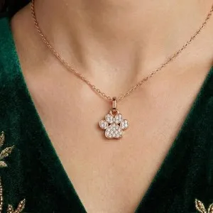 Authentic Enchanted Paw Print Amulet – Rose‑Gold Moissanite Charm