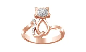 Authentic Sacred Feline Companion Ring: Rose Gold & Diamond Talisman