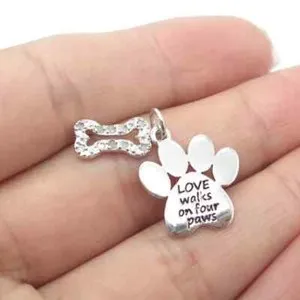 Authentic The Eternal Bond Amulet: Radiant Lab-Created Diamond Pet Lover Pendant in 14K White Gold Plated Silver