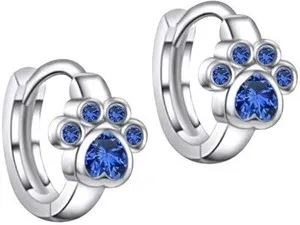 Authentic Celestial Feline Talisman: Azure Sapphire Paw Hoops