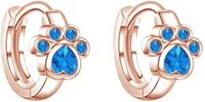 Authentic Celestial Cat Paw Hoops: Enchanted Blue Topaz & Gold-Plated Serenity