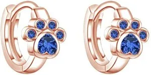 Authentic Celestial Cat Paw Hoops – 14K Gold‑Plated Sterling Silver with Simulated Sapphire