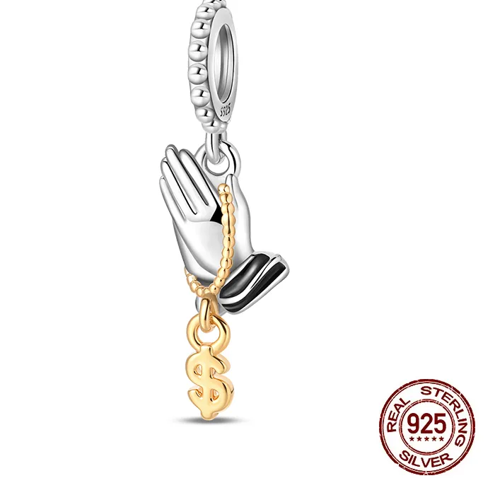 Authentic Charms 925 Sterling Silver Prayer Us Dollar Pendants Charms Fit Original Charms Bracelets Beads Diy Jewerlry Accessories