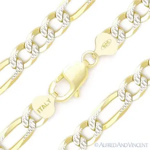 Authentic The Golden Cadence: 10mm Figaro Pavé Talisman in 14k Gold-Plated Sterling Silver