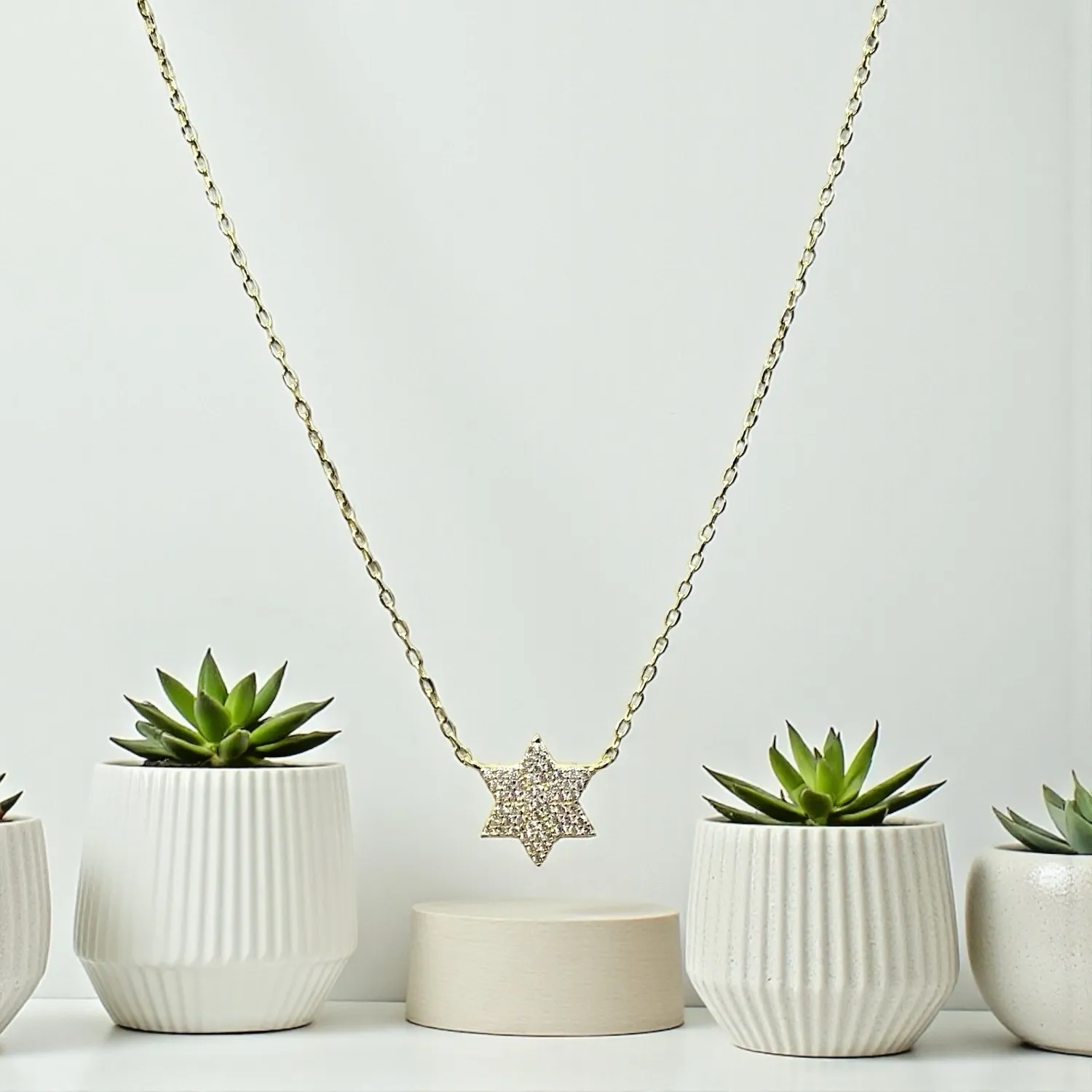 Authentic Sacred Star of David - Gold-Plated Sterling Silver Pendant Necklace