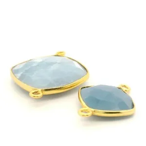 Authentic Radiant Azure Shimmer Blue Opal Double Loop Connector Amulet