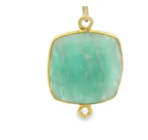 Authentic Gold‑Plated Amazonite Loop Connector – 15 mm Sacred Bezel