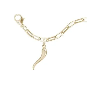 Authentic The Golden Horn of Fortune: 7-Inch Sterling Silver & Gold-Plated Charm Bracelet