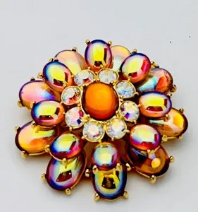 Authentic The Aurora Radiance Vintage Crystal and Gold-Plated Brooch by Joan Rivers