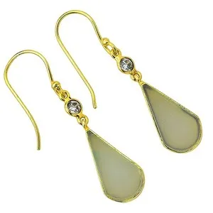 Authentic Aqua Chalcedony's Whispered Secrets: 18K Gold Plated Earrings for Serenity