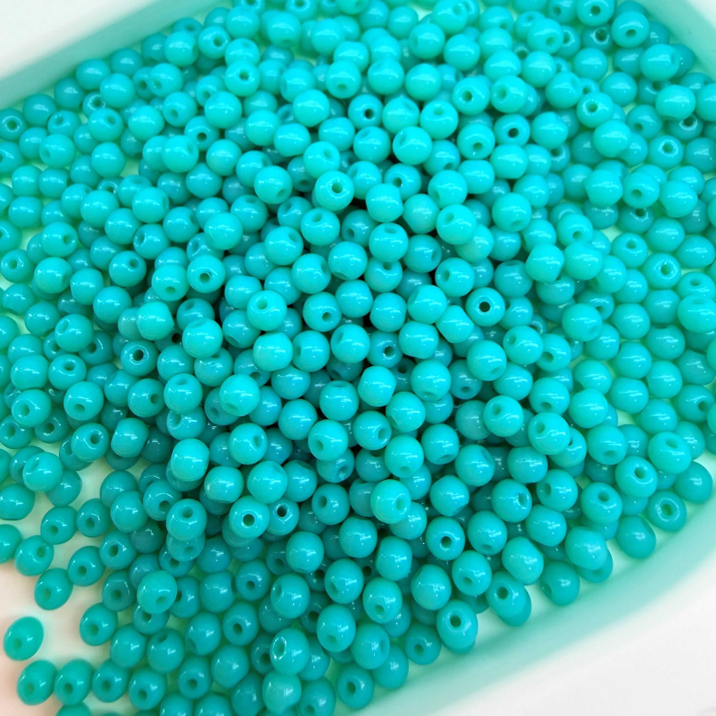 Authentic 3Mm Aqua Green Round Glass Beads Opaque Solid Color Loose Spacer Beads For Diy Jewelry Making 300- 2400Pcs