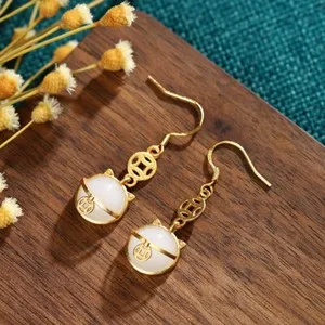 Authentic Lucky Cat Earrings: Whiskers of Fortune