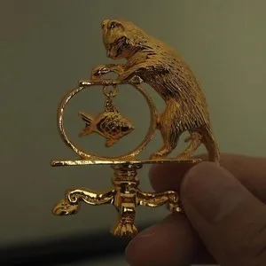 Authentic The Feline Angler: A Golden Talisman of Patience and Prosperity