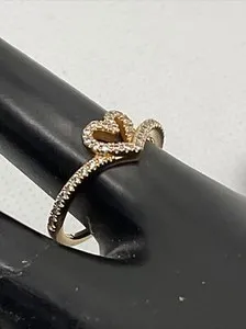 Authentic Rose Gold Heart of the Cosmos: 14K/925 Silver Ring with White Crystal
