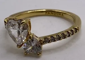 Authentic Double Heartbeat of Devotion: Enchanted Gold Plated Ring