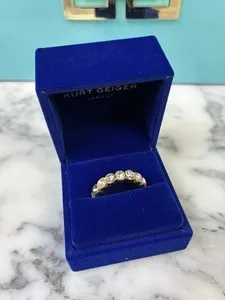 Authentic Brand Kurt Geiger London Gold Plated Pave Crystal & Faux Pearl Size 7 Ring