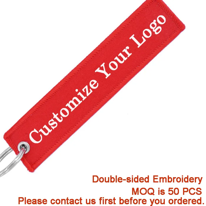 Authentic Jewelry Customized Key Chain Llaveros Safety Label Embroidery Customize Keychain Key Rings Oem Aviation Keychains