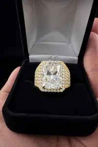Authentic The Radiant Sovereign: 10CT Lab-Grown Diamond and Gold-Plated Silver Ring