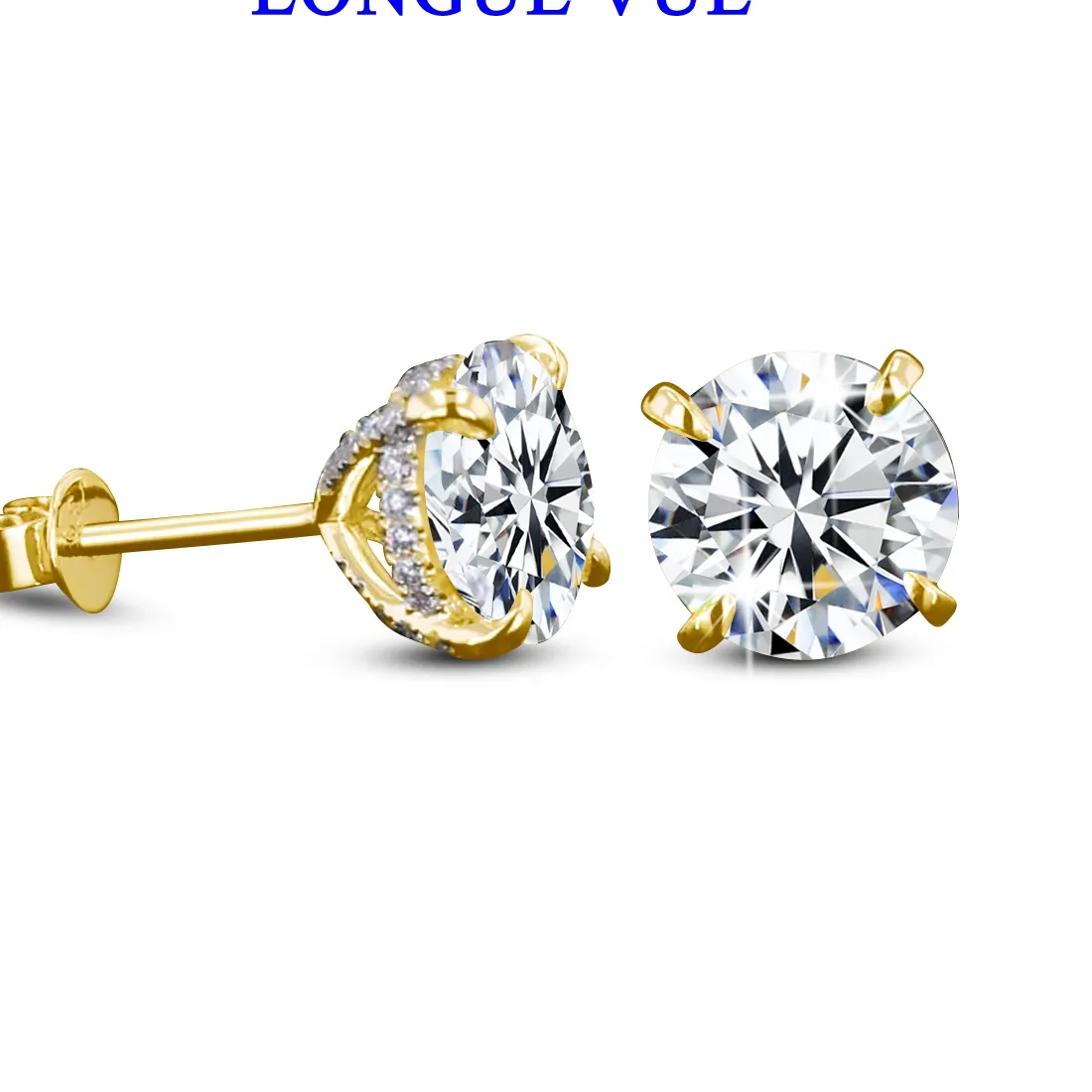 Authentic Celestial Fire 14K Gold-Filled Moissanite Round Studs