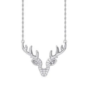 Authentic The Starlight Stag: Lab-Grown Diamond Deer Antler Pendant in Sterling Silver