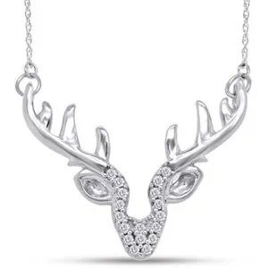 Authentic The Forest Guardian Natural Diamond Antler Talisman in Radiant 14K White Gold Finish