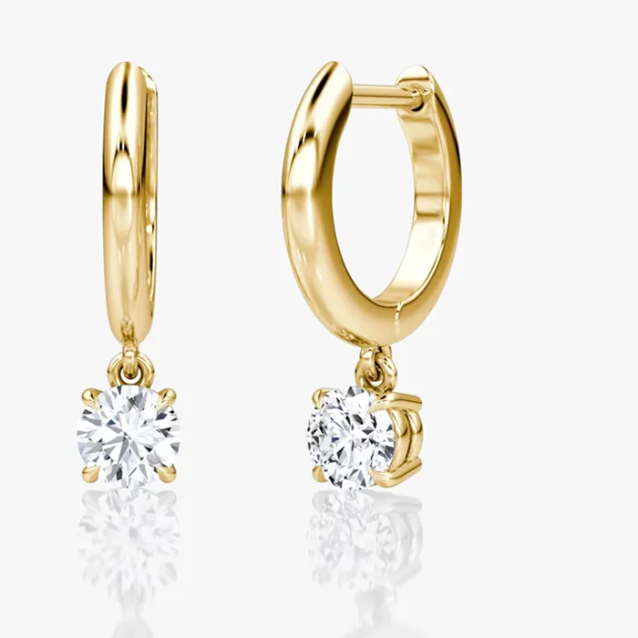 Authentic OXTAO Charm Gold/Silver Hoop Earrings Female Jewelry 14K Gold Filled Moissanite Dangle Hoop Earrings 6.5mm D VVS1 with Certified