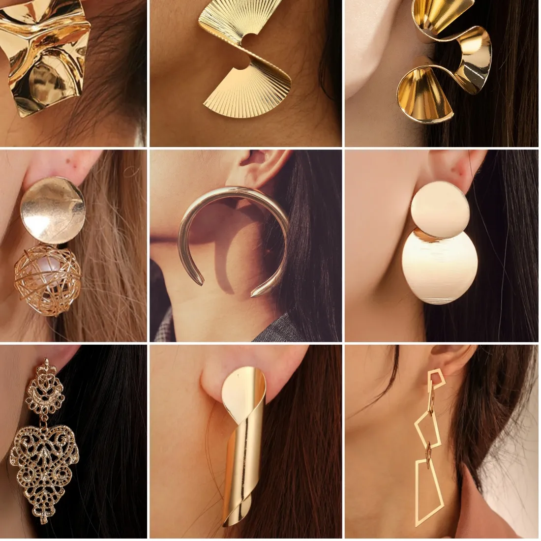 Authentic Radiant Luminary Irregular Geometric Gold Drop Earrings