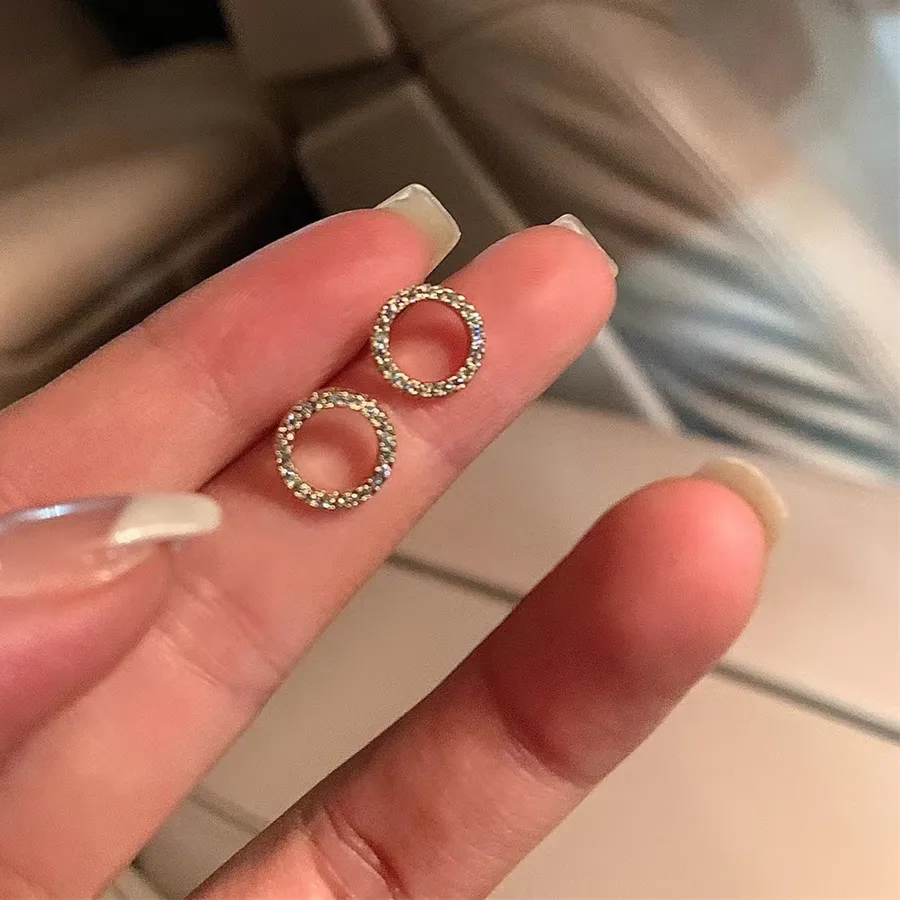 Authentic The Halo of Eternity: Radiant Gold Circle & Crystal Talisman Studs