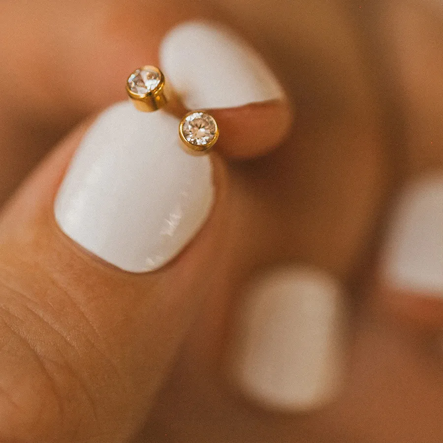 Authentic Radiant Luminary Birthstone Studs of Golden Protection