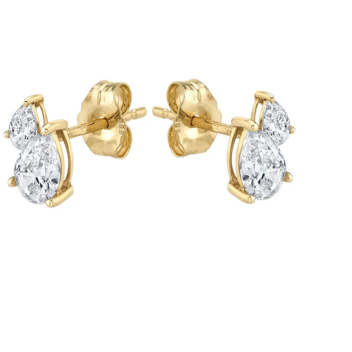 Authentic Celestial Water‑Drop Gold‑Plated Studs – Radiant CZ Talismans