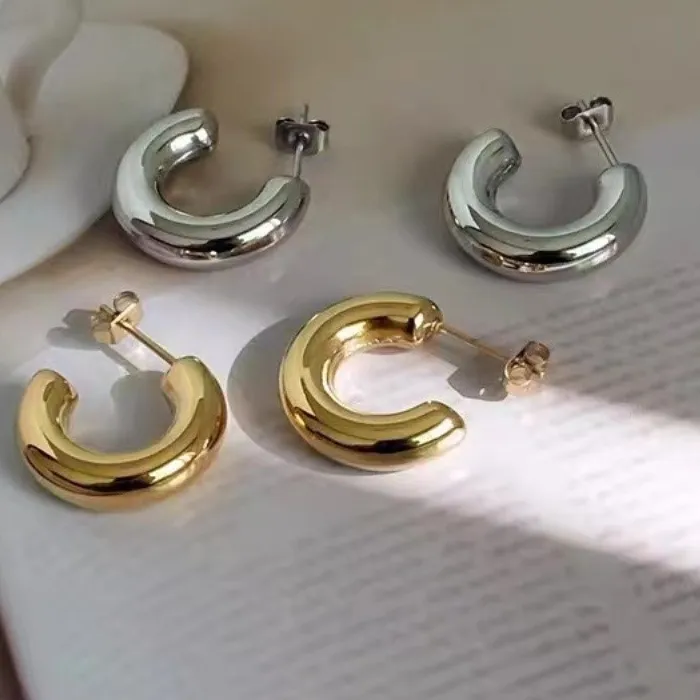 Authentic Radiant Crescent Gold-Plated Talismanic C-Studs