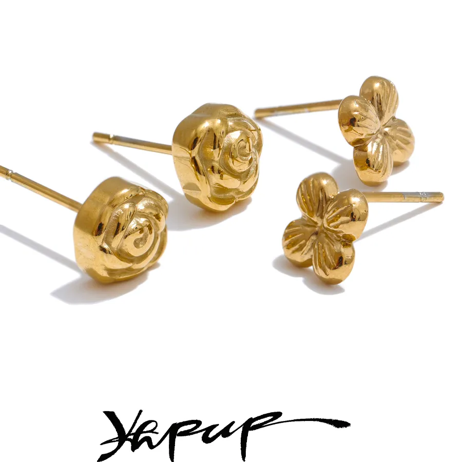 Authentic The Gilded Petal Talisman - 18K Gold PVD Rose Studs
