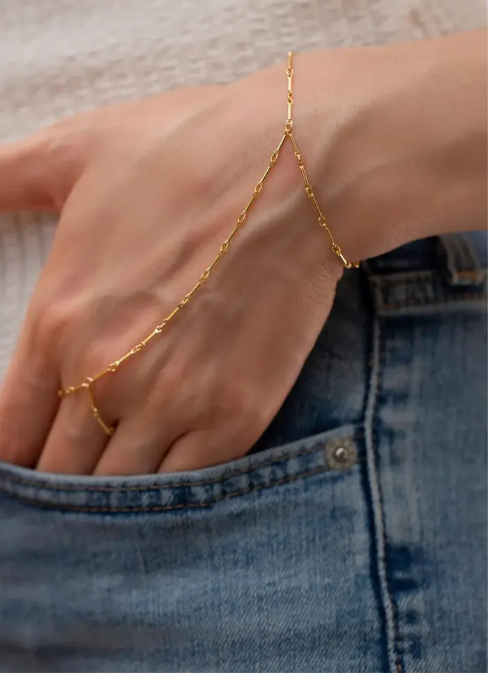 Authentic Luminous Pearl & Bar Chain Sacred Bind Bracelet