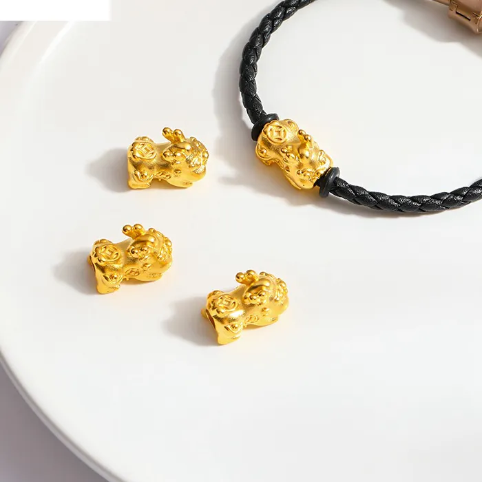 Authentic QEENKISS Gold Vintage PIXIU Bead Charm For DIY Bracelet Making Accessories For Girl Boy Children Birthday Christmas Gifts AC542