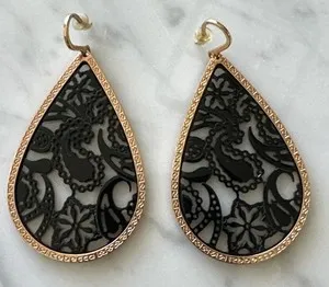 Authentic Midnight Lace & Rose Gold Celestial Drop Earrings